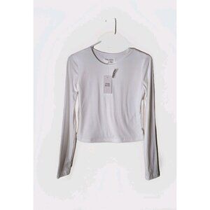 Pink Rose Top Medium Cropped Long Sleeve Ivory